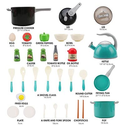 Kitchen Toy Set, Kids Role Play Pretend, Cookware Cooking Utensils Pan Kit, Kitchen Accessories Cooking Pots and Pans