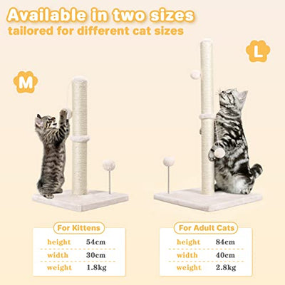 Cat Scratching Post 84cm with Ultimate Natural Sisal Rope Scratching Post for Kittens