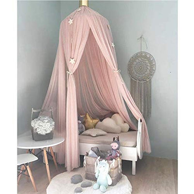 Baldaquin de lit pour enfant Baldaquin de lit pour bébé Baldaquin de lit pour princesse Moustiquaire pour chambre d'enfant Décoration de salle de jeux Dôme Premium Yarn Netting Curtains Pink