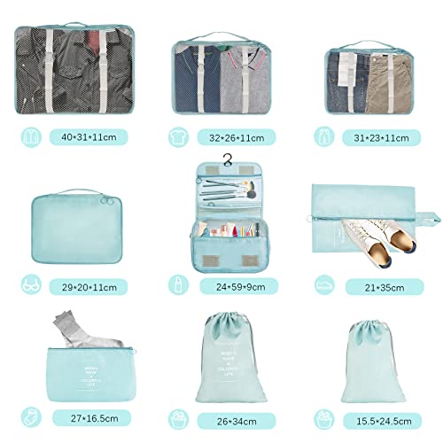 Travel Suitcase Organizer Set 9-Piece Packing Cubes