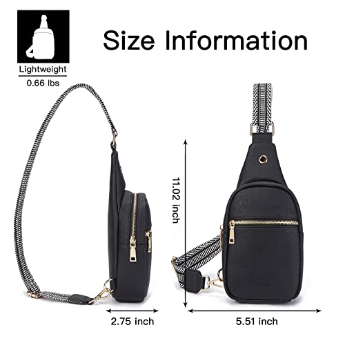 Chest Sling Bag, PU Leather Crossbody Bag Small Shoulder Bag for Outdoor Sports/Travel/Shopping