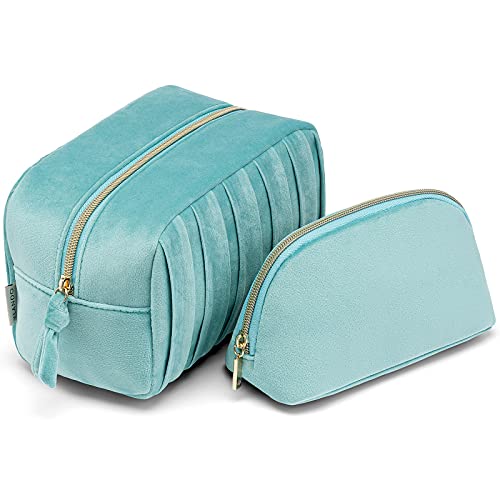 Large cosmetic bag velvet, make up bag travel, make up bag set 2 pieces, beauty case