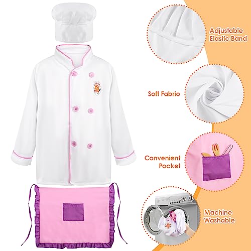 Kids Kitchen Accessories Wood Play Kitchen Kids Toy Simulation Food Toy Stainless Steel Pot Cooking Apron Set Play Kitchen Accessories Cosplay Toy Small