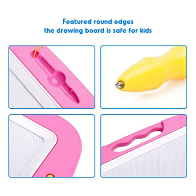 Large Magnetic Painting Board Magic Board, 42x32cm Drawing Board Magic Coloring Board with 4 Shape Stamps