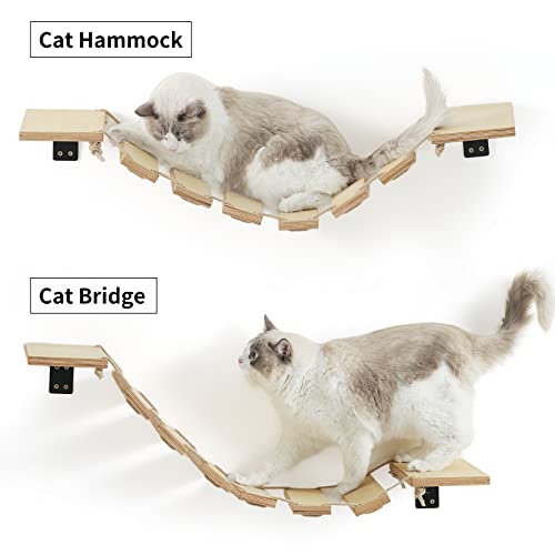 Climbing wall cats, cat bridge and cat lounger for DIY catwalk, cat hammock and cat wall for most kittens, medium and large cats