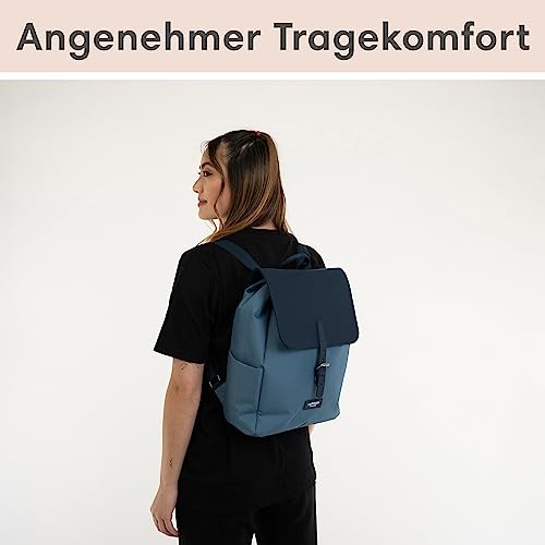 Backpack Small Blue - Ida - Small backpack for leisure, university or city - With laptop compartment (up to 13 inches) - Elegant & Sustainable - Water repellent