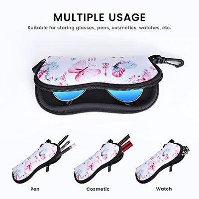 2-piece soft sunglasses case,Neoprene glasses bag with zipper,Portable glasses bag with hook