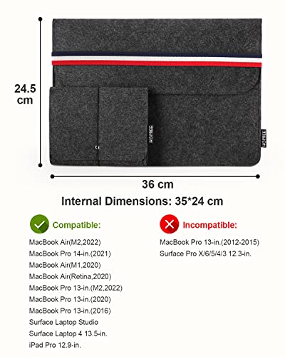 13.3 inch laptop bag, felt tablet bag with additional felt pocket and mouse pad, felt laptop briefcase, bag for 13" MacBook Air Pro, Dell, Lenovo, HP