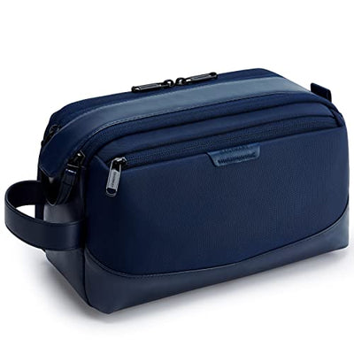 Toiletry Bag, Leather Travel Culture Organizer, Dopp Kit Waterproof Shaving Bag for Culture Accessories, Navy Blue