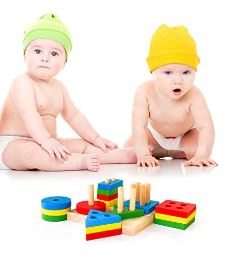 Kids Wooden Stacking Toy Colorful Shape Sorter Stacker