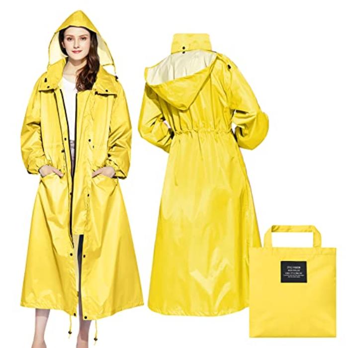 Stylish Long Rain Jacket Raincoat Unisex Hood