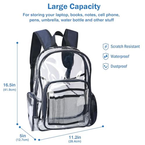 Clear Backpack Plastic School Backpack School Bag, Transparent Waterproof Clear Durable PVC Book Bag Clear Backpack for School Theater and Work