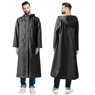 Long raincoat waterproof rain jacket unisex rain poncho with flap pocket