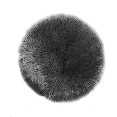 Sheepskin imitation lambskin, fur round, fur rug round, faux fur rug | fur seat cushion chair cushion round, fur for chairs, faux fur chair pad