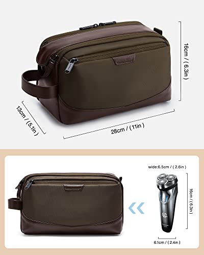 Toiletry Bag, Leather Travel Culture Organizer, Dopp Kit Waterproof Shaving Bag for Culture Accessories, Brown