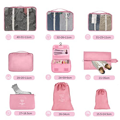 Travel Suitcase Organizer Set 9-Piece Packing Cubes