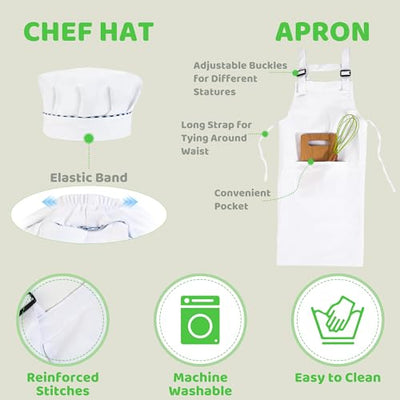 Children's Kitchen Accessories, Wooden Toy with Chef's Hat, Apron, Child Safety Knife, Shapes