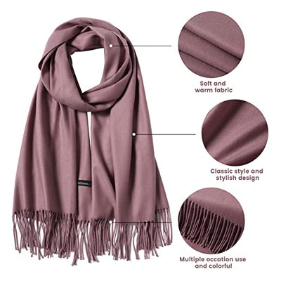 Scarf Warm Autumn Plain Cotton with Tassels/Fringes, 40+ Colors Plain & Plaid Pashmina xl Scarves, Marmalade