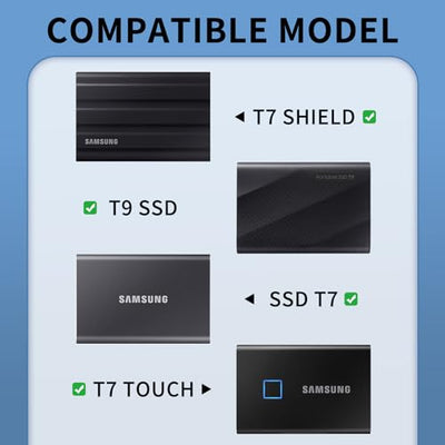 Case for Samsung T7 / T7 Touch / T7 Shield Portable SSD 500GB 1TB 2TB,Shockproof Hard Case Organizer for Portable External Hard Drive (Universal Style)