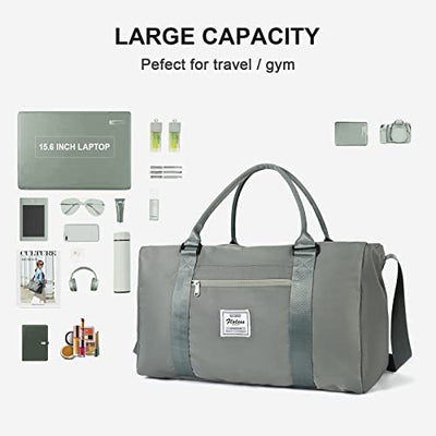 Sports Travel Bag Large Sports Bag, Weekend Bag, Carrying Bag for Airplane, Beach Bag, Overnight Bag, Waterproof Hospital Bag, Luggage Bag with Wet Bag