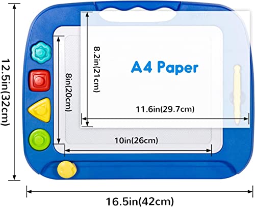 Large Magnetic Painting Board Magic Board, 42x32cm Drawing Board Magic Coloring Board with 4 Shape Stamps