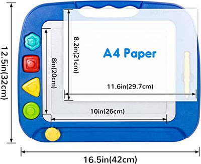 Large Magnetic Painting Board Magic Board, 42x32cm Drawing Board Magic Coloring Board with 4 Shape Stamps