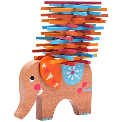 Elephant stack toy wooden for skill learning with sticks colorful/natural