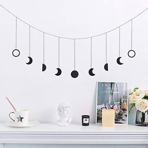 Moon phase garland with chains boho hanging ornaments moon hanging art room decoration