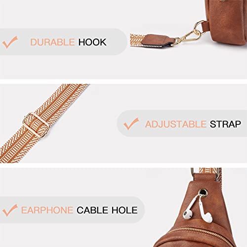 Chest Sling Bag, PU Leather Crossbody Bag Small Shoulder Bag for Outdoor Sports/Travel/Shopping