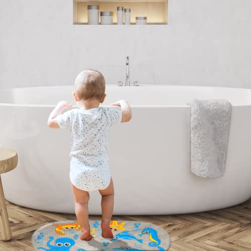 non-slip children's bath mat, sea animal picture bath mat with suction cups, children's bath mat