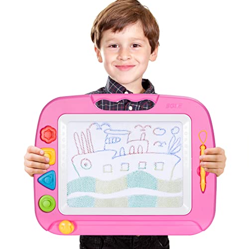 Large Magnetic Painting Board Magic Board, 42x32cm Drawing Board Magic Coloring Board with 4 Shape Stamps