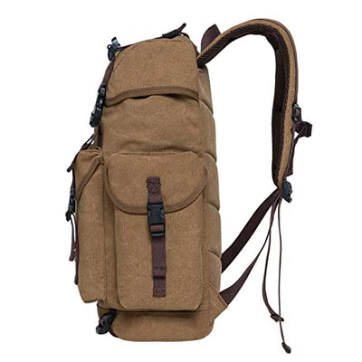 Canvas large backpack, vintage hunting backpack hiking backpack with 15 inch laptop compartment for work, trips, university