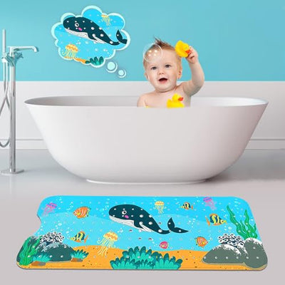 Bath Mat for Tub for Kids Cartoon Anti Slip Baby Bath Mat Extra Long Anti Slip Bathroom Toddler Shower Floor Mat with Suction Cups Drainage Holes