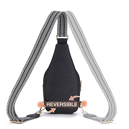 Chest Sling Bag, PU Leather Crossbody Bag Small Shoulder Bag for Outdoor Sports/Travel/Shopping