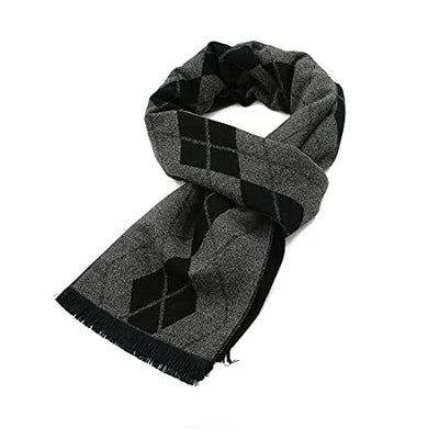 Scarf Warm and Soft Winter Scarf Scarf Knitted Plaid Winter Long Scarves Gray Black One Size