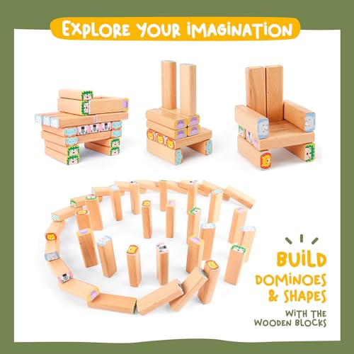 Jeu d'empilage de blocs en bois – Jeu social familial 4 en 1 Wiggle Tower – Ensemble : blocs de construction