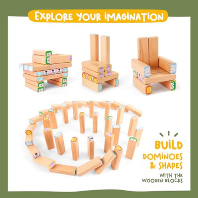 Jeu d'empilage de blocs en bois – Jeu social familial 4 en 1 Wiggle Tower – Ensemble : blocs de construction