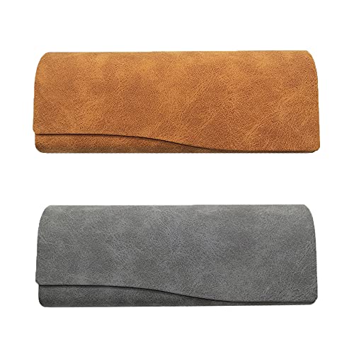 2 Pcs Eyeglass Case Box, Hard Shell Sunglasses Case, Classic Oversized Sunglasses Case, Hard Eyeglass Case, Magnetic Closure Leather Eyeglass Case