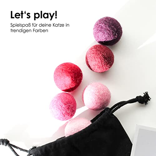 Felt balls for cats I Cat toys I Felt cat balls | 100% wool cat toys I Natural toys for cats | Play balls for cats Fair from Nepal | 6 piece