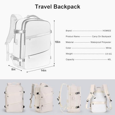 Travel backpack ladies, airplane hand luggage backpack Lufthansa, 15.6 inch laptop backpack for work school travel, casual daypack school bag, cabin size, USB charging port