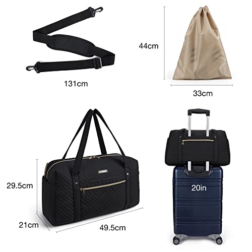 Travel Bag Hand Luggage, Weekender Overnight Bag Large Carrying Bag with Shoe Bag, Laptop Compartment, Electronics