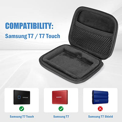 Hard Drive Carrying Case for Samsung T7 Touch SSD.Shockproof Hard Case Organizer for Portable External Samsung T7 Solid State Drives