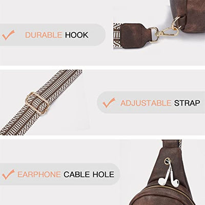 Chest Sling Bag, PU Leather Crossbody Bag Small Shoulder Bag for Outdoor Sports/Travel/Shopping