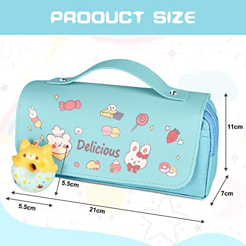 Pencil case with 3 compartments,  stationery bag, cute doughnut pencil case for school teenager