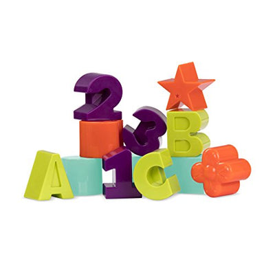 Motor skills cube and stacking tower with letters, numbers