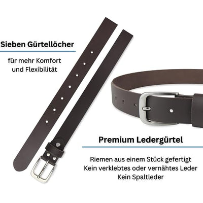 Leather belt, belt, 3 cm wide, 125-140 cm
