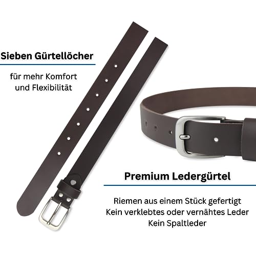 Leather belt, belt, 3 cm wide, 90-105 cm