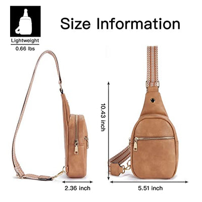 Chest Sling Bag, PU Leather Crossbody Bag Small Shoulder Bag for Outdoor Sports/Travel/Shopping