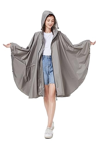 Rain poncho stylish waterproof raincoat with hood zipper