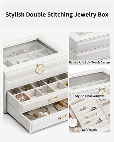 Universal fashion jewelry box, jewelry storage with 3 levels and 2 drawers